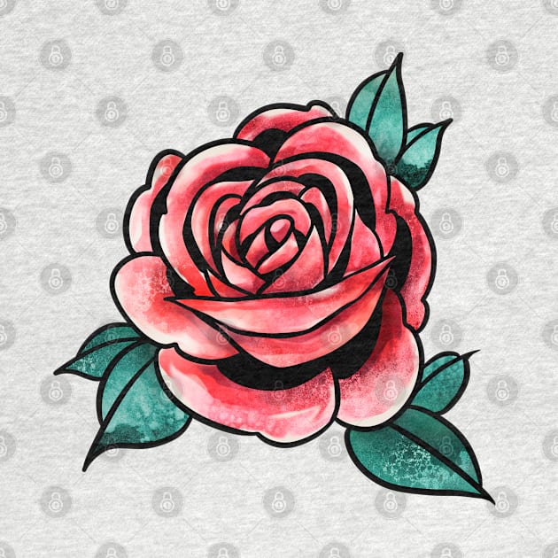 Watercolor red rose by harrison gilber